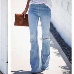 Vici Distressed Bell Bottom Road Trip Jeans